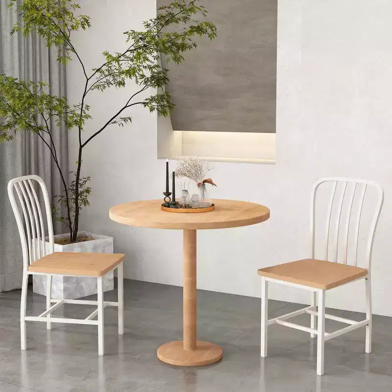 Costway Dining Chairs Set of 2 High Back Navy Chairs Metal Frame Footrests Kitchen Black/White