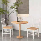 Costway Dining Chairs Set of 2 High Back Navy Chairs Metal Frame Footrests Kitchen Black/White