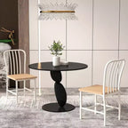 Costway Dining Chairs Set of 2 High Back Navy Chairs Metal Frame Footrests Kitchen Black/White