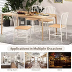 Costway Dining Chairs Set of 2 High Back Navy Chairs Metal Frame Footrests Kitchen Black/White