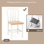 Costway Dining Chairs Set of 2 High Back Navy Chairs Metal Frame Footrests Kitchen Black/White