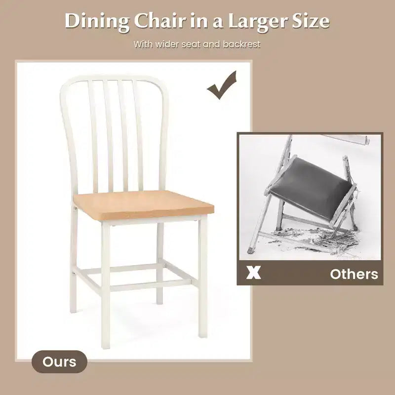 Costway Dining Chairs Set of 2 High Back Navy Chairs Metal Frame Footrests Kitchen Black/White