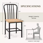 Costway Dining Chairs Set of 2 High Back Navy Chairs Metal Frame Footrests Kitchen Black/White