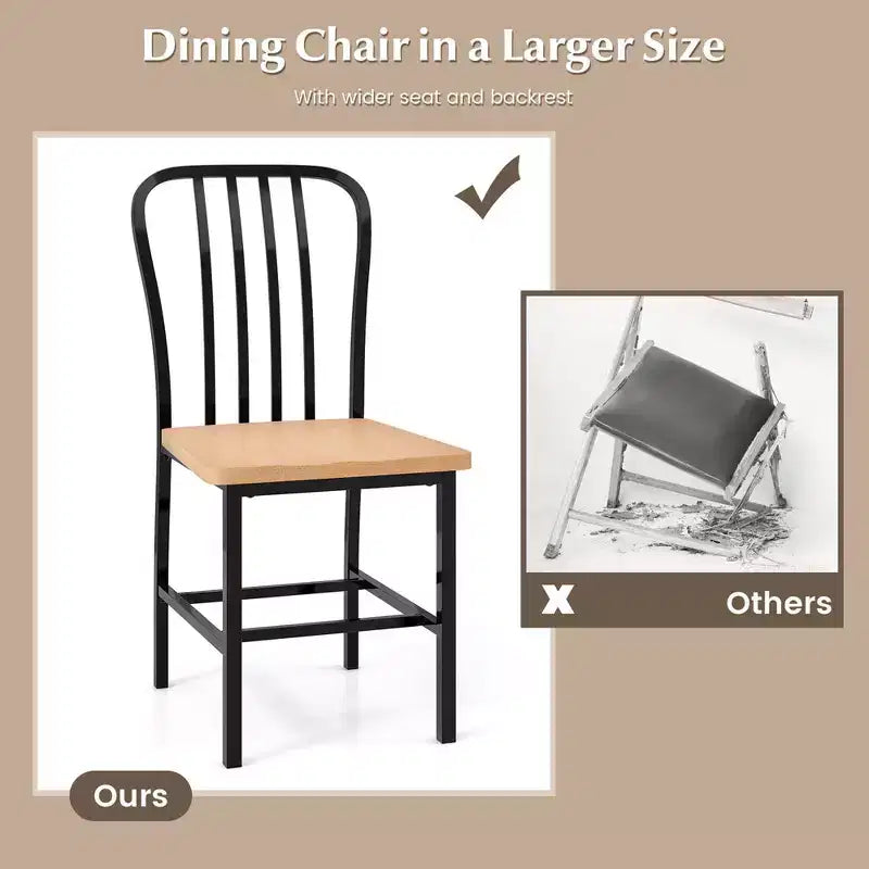 Costway Dining Chairs Set of 2 High Back Navy Chairs Metal Frame Footrests Kitchen Black/White