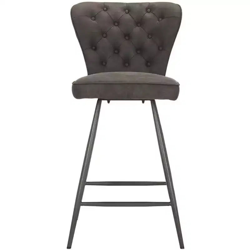 Ashby 26H Mid-Century Modern Leather Tufted Swivel Counter Stool (Set Of 2) - FOX1702 - Safavieh Couture