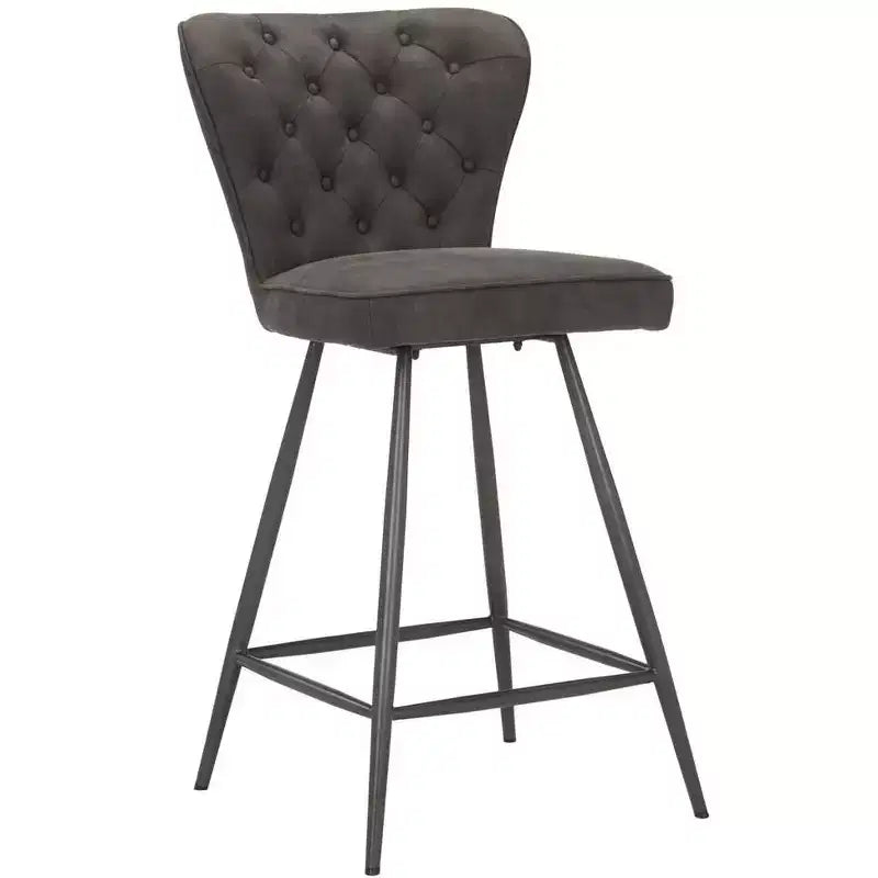 Ashby 26H Mid-Century Modern Leather Tufted Swivel Counter Stool (Set Of 2) - FOX1702 - Safavieh Couture