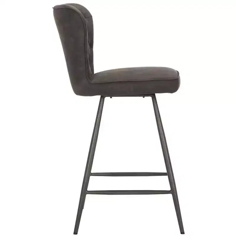 Ashby 26H Mid-Century Modern Leather Tufted Swivel Counter Stool (Set Of 2) - FOX1702 - Safavieh Couture
