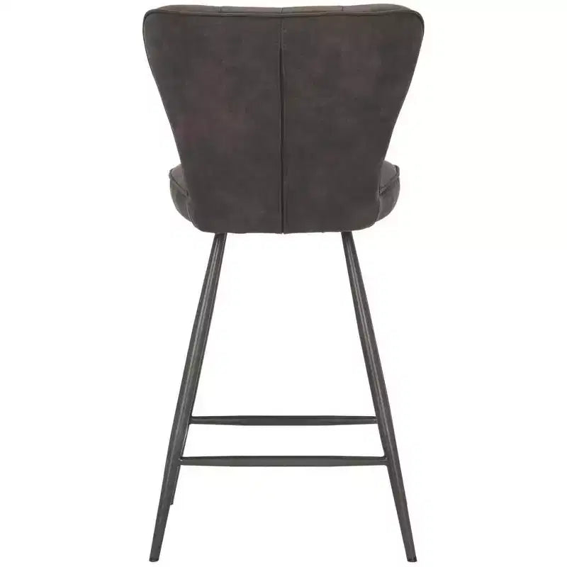 Ashby 26H Mid-Century Modern Leather Tufted Swivel Counter Stool (Set Of 2) - FOX1702 - Safavieh Couture