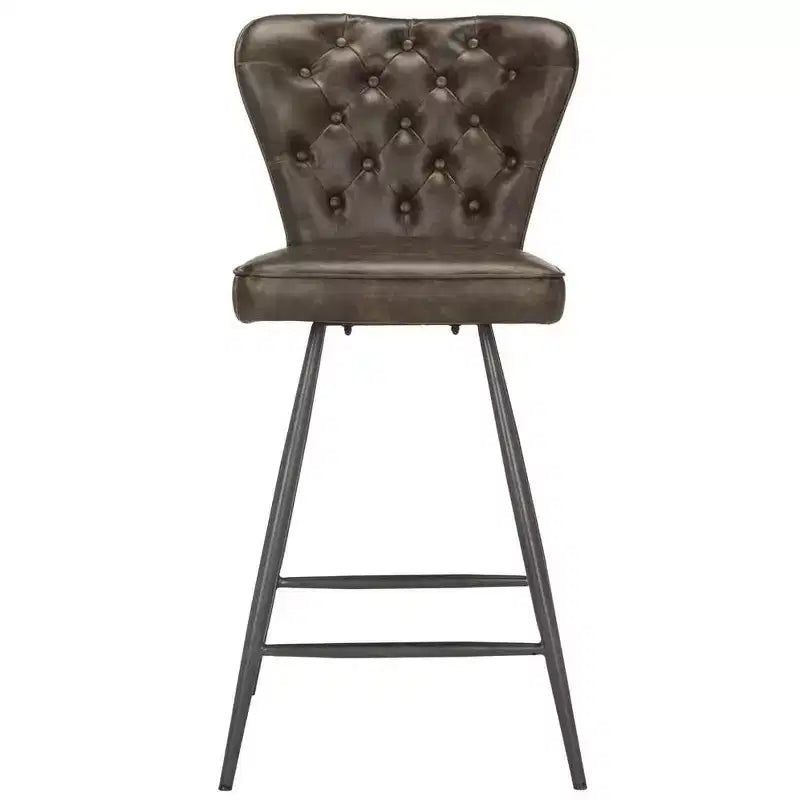 Ashby 26H Mid-Century Modern Leather Tufted Swivel Counter Stool (Set Of 2) - FOX1702 - Safavieh Couture