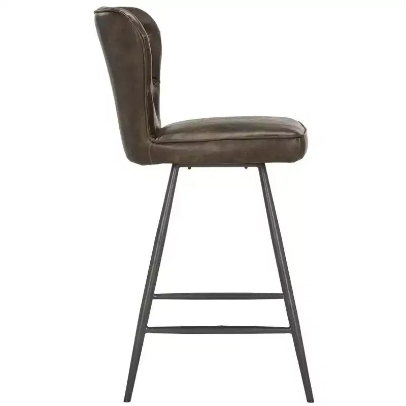 Ashby 26H Mid-Century Modern Leather Tufted Swivel Counter Stool (Set Of 2) - FOX1702 - Safavieh Couture