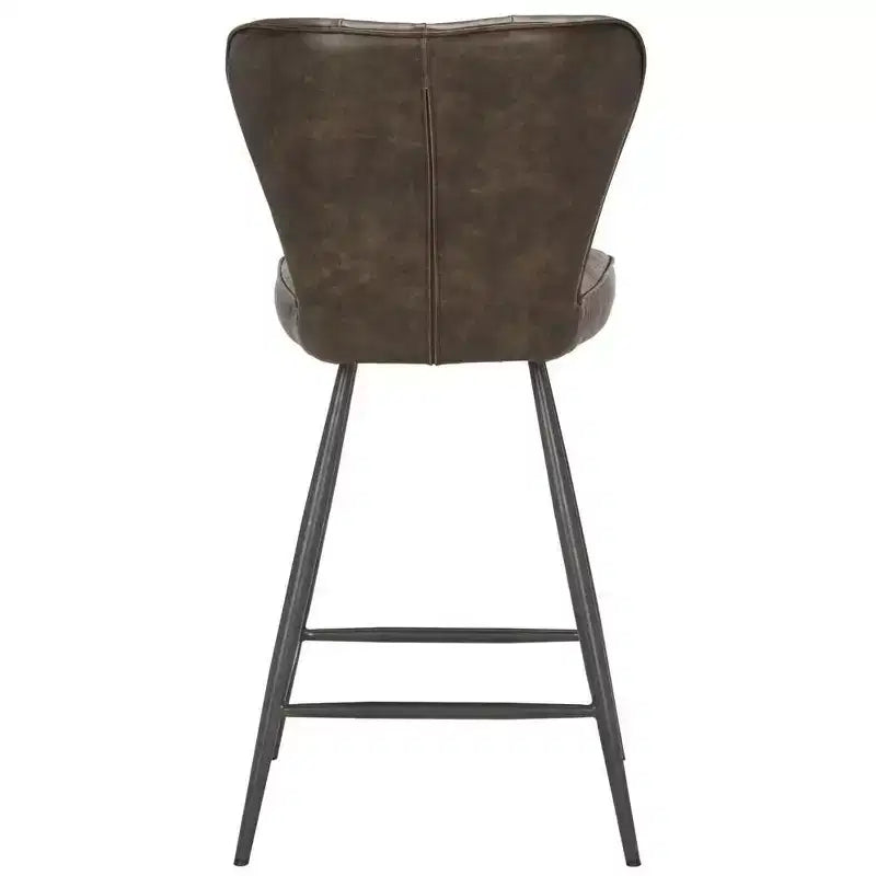 Ashby 26H Mid-Century Modern Leather Tufted Swivel Counter Stool (Set Of 2) - FOX1702 - Safavieh Couture
