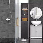 HOMCOM Bathroom Storage Cabinet, Free Standing Bath Storage Unit, Tall Linen Tower with 3-Tier Shelves and Drawer