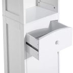 HOMCOM Bathroom Storage Cabinet, Free Standing Bath Storage Unit, Tall Linen Tower with 3-Tier Shelves and Drawer