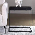 Uttermost Modern Aluminum Rectangular Accent Side End Table 22 x 12 1/2 Oxidized Black Iron Frame for Living Room Bedroom House