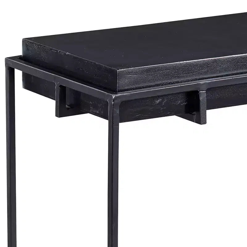 Uttermost Modern Aluminum Rectangular Accent Side End Table 22 x 12 1/2 Oxidized Black Iron Frame for Living Room Bedroom House
