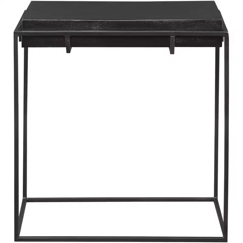 Uttermost Modern Aluminum Rectangular Accent Side End Table 22 x 12 1/2 Oxidized Black Iron Frame for Living Room Bedroom House