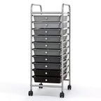 Costway 10 Drawer Rolling Storage Cart Scrapbook Paper Office School Organizer Gradient Black/Gradient Pink/Multicolor/Yellow/Colorful/Clear/Black/Hot Pink/Skin Pink/Purple