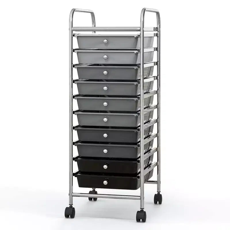 Costway 10 Drawer Rolling Storage Cart Scrapbook Paper Office School Organizer Gradient Black/Gradient Pink/Multicolor/Yellow/Colorful/Clear/Black/Hot Pink/Skin Pink/Purple