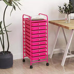 Costway 10 Drawer Rolling Storage Cart Scrapbook Paper Office School Organizer Gradient Black/Gradient Pink/Multicolor/Yellow/Colorful/Clear/Black/Hot Pink/Skin Pink/Purple