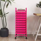 Costway 10 Drawer Rolling Storage Cart Scrapbook Paper Office School Organizer Gradient Black/Gradient Pink/Multicolor/Yellow/Colorful/Clear/Black/Hot Pink/Skin Pink/Purple