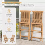 Costway 3PCS Patio Bistro Set Square Table Indonesia Teak Wood Folding Chair Slatted Tabletop Seat