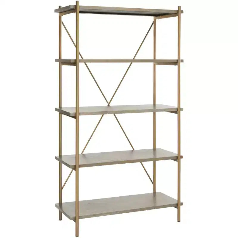 Rigby 5 Tier Etagere - ETG6206 - Rustic Oak/Gold - Safavieh