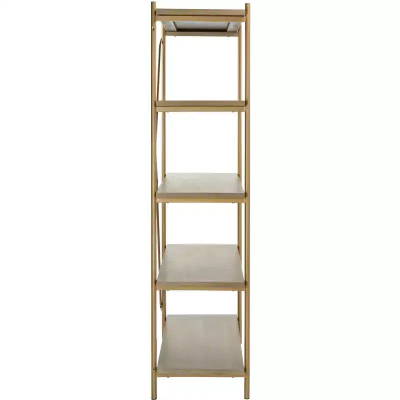 Rigby 5 Tier Etagere - ETG6206 - Rustic Oak/Gold - Safavieh