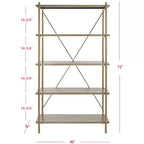 Rigby 5 Tier Etagere - ETG6206 - Rustic Oak/Gold - Safavieh