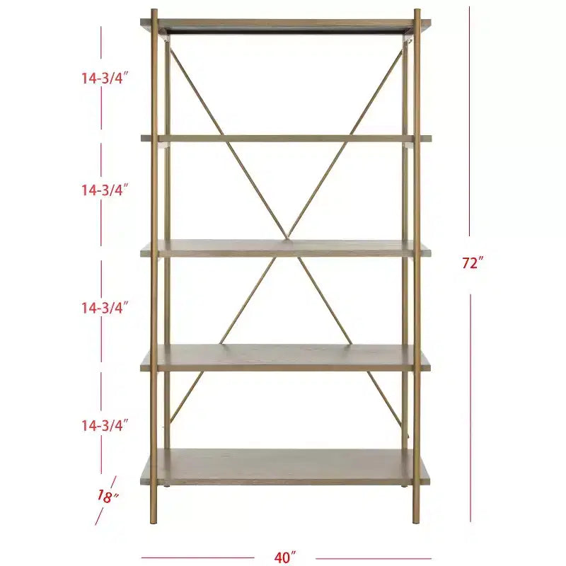 Rigby 5 Tier Etagere - ETG6206 - Rustic Oak/Gold - Safavieh