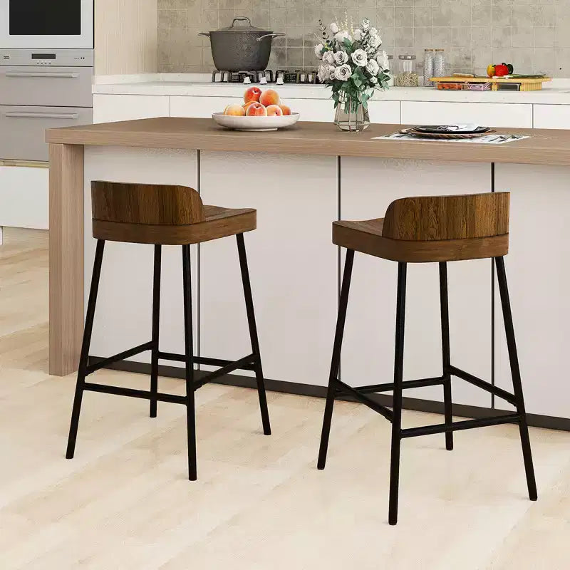 Costway 2PCS/4PCS 24.5'' Low-Back Bar Stool Industrial Counter Height Chair Stool