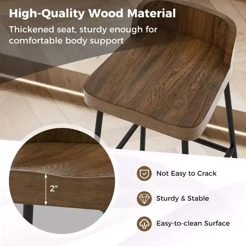Costway 2PCS/4PCS 24.5'' Low-Back Bar Stool Industrial Counter Height Chair Stool