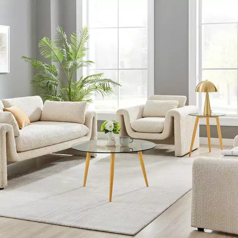 Van Beuren Round Mid-Century Modern Glass Top Coffee Table - Danya B.