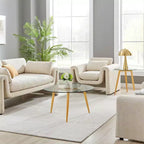 Van Beuren Round Mid-Century Modern Glass Top Coffee Table - Danya B.