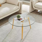 Van Beuren Round Mid-Century Modern Glass Top Coffee Table - Danya B.