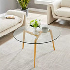 Van Beuren Round Mid-Century Modern Glass Top Coffee Table - Danya B.