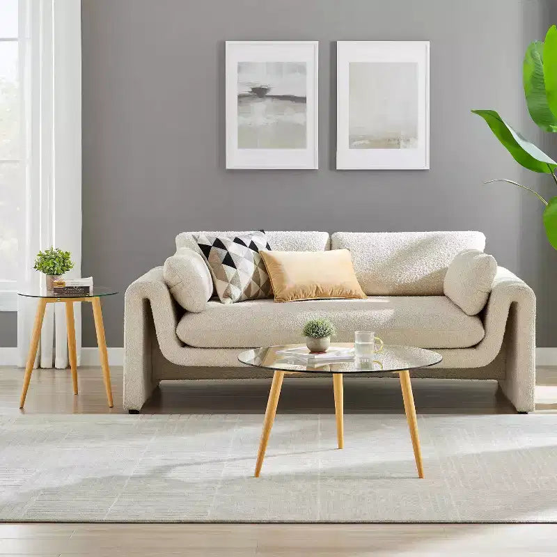 Van Beuren Round Mid-Century Modern Glass Top Coffee Table - Danya B.
