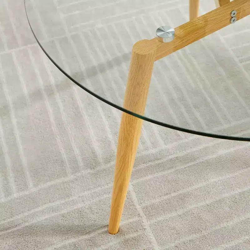Van Beuren Round Mid-Century Modern Glass Top Coffee Table - Danya B.