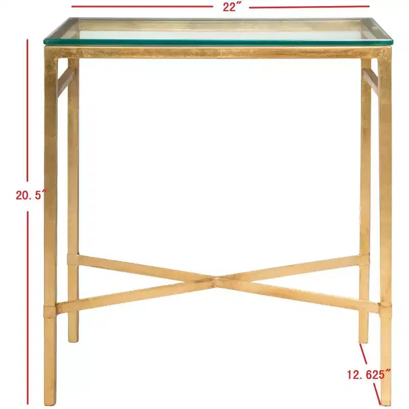 Viggo Antique Gold Glass Side Table - AMH8300 - Safavieh Couture