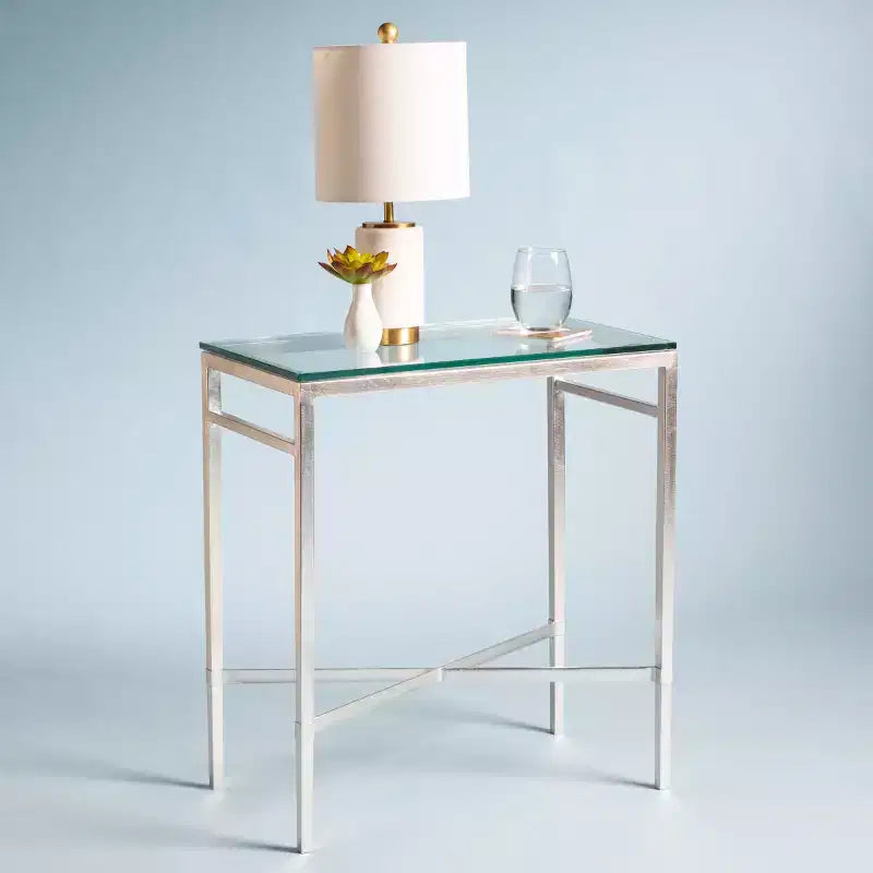 Viggo Antique Gold Glass Side Table - AMH8300 - Safavieh Couture