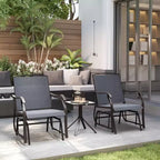 Outsunny 3 Pcs Outdoor Gliders Set Bistro Set with Glass Top Table for Patio, Garden, Backyard, Lawn