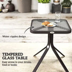 Outsunny 3 Pcs Outdoor Gliders Set Bistro Set with Glass Top Table for Patio, Garden, Backyard, Lawn