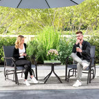 Outsunny 3 Pcs Outdoor Gliders Set Bistro Set with Glass Top Table for Patio, Garden, Backyard, Lawn