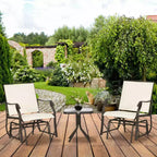 Outsunny 3 Pcs Outdoor Gliders Set Bistro Set with Glass Top Table for Patio, Garden, Backyard, Lawn