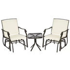 Outsunny 3 Pcs Outdoor Gliders Set Bistro Set with Glass Top Table for Patio, Garden, Backyard, Lawn