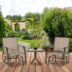 Outsunny 3 Pcs Outdoor Gliders Set Bistro Set with Glass Top Table for Patio, Garden, Backyard, Lawn