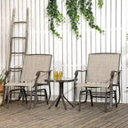 Outsunny 3 Pcs Outdoor Gliders Set Bistro Set with Glass Top Table for Patio, Garden, Backyard, Lawn
