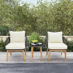 Costway 3 PCS Patio Furniture Set with Cushioned Chairs and Tempered Glass Side Table