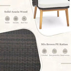 Costway 3 PCS Patio Furniture Set with Cushioned Chairs and Tempered Glass Side Table