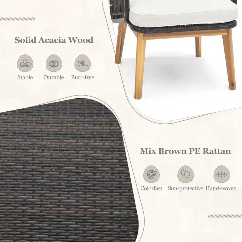 Costway 3 PCS Patio Furniture Set with Cushioned Chairs and Tempered Glass Side Table