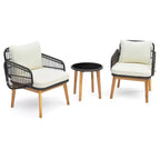 Costway 3 PCS Patio Furniture Set with Cushioned Chairs and Tempered Glass Side Table